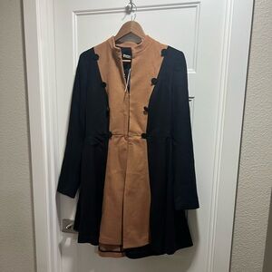Alice + Olivia Black and Tan Cape Coat